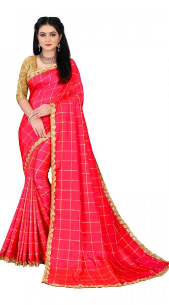 Mayawye Women's Sana Silk Bandhni Saree With Unstitched Blouse 5.5Mtr (Red)