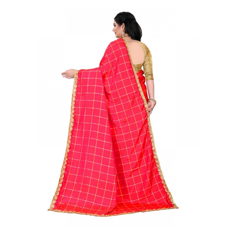 Mayawye Women's Sana Silk Bandhni Saree With Unstitched Blouse 5.5Mtr (Red)