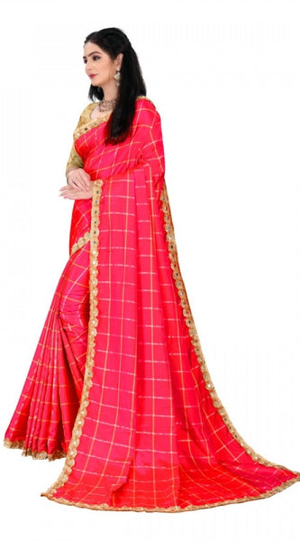 Mayawye Women's Sana Silk Bandhni Saree With Unstitched Blouse 5.5Mtr (Red)
