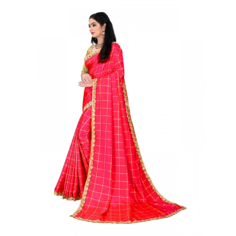 Mayawye Women's Sana Silk Bandhni Saree With Unstitched Blouse 5.5Mtr (Red)