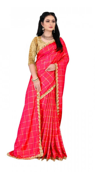 Mayawye Women's Sana Silk Bandhni Saree With Unstitched Blouse 5.5Mtr (Red)