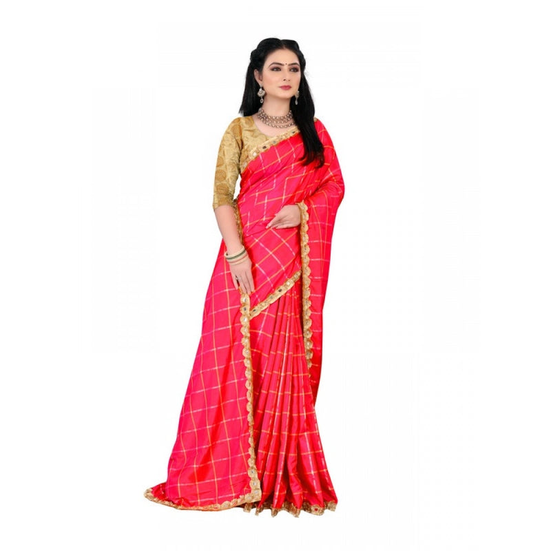 Mayawye Women's Sana Silk Bandhni Saree With Unstitched Blouse 5.5Mtr (Red)