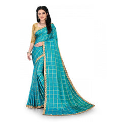 Mayawye Women's Sana Silk Bandhni Saree With Unstitched Blouse 5.5Mtr (Sky Blue)