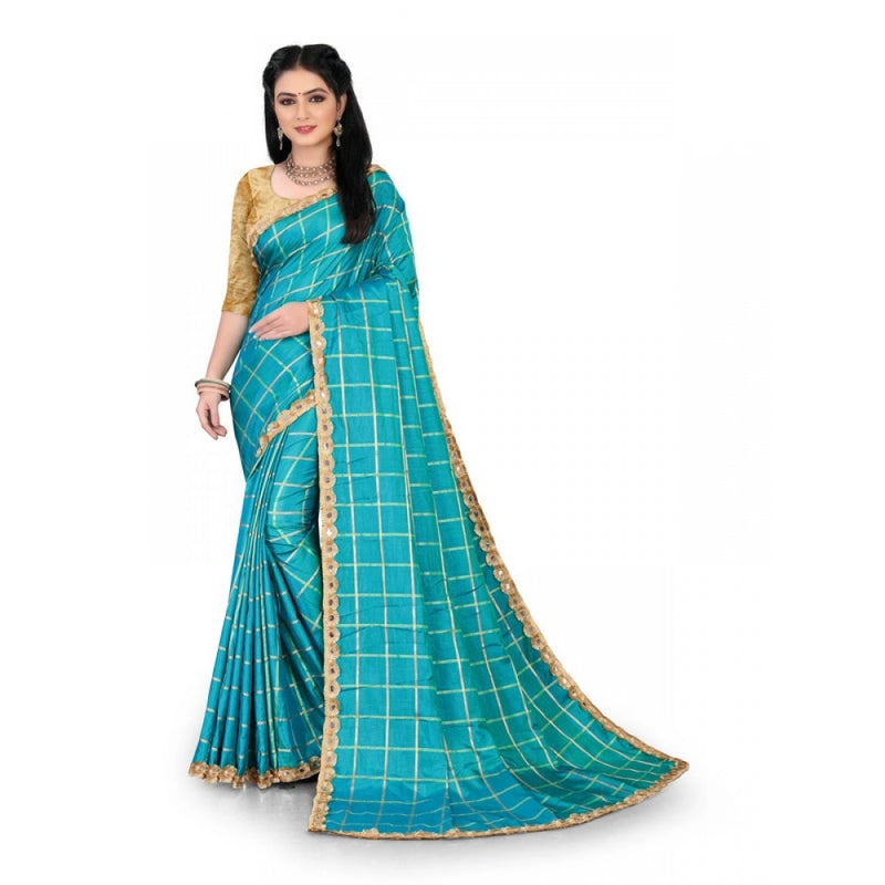 Mayawye Women's Sana Silk Bandhni Saree With Unstitched Blouse 5.5Mtr (Sky Blue)