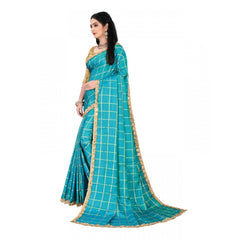 Mayawye Women's Sana Silk Bandhni Saree With Unstitched Blouse 5.5Mtr (Sky Blue)
