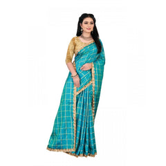 Mayawye Women's Sana Silk Bandhni Saree With Unstitched Blouse 5.5Mtr (Sky Blue)