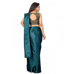 Mayawye Women's Satin Printed Saree With Unstitched Blouse 5.5Mtr (Rama)