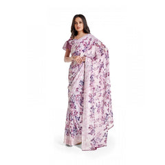 Mayawye Women's Georgette Printed Saree With Unstitched Blouse 5.5Mtr (Pink)