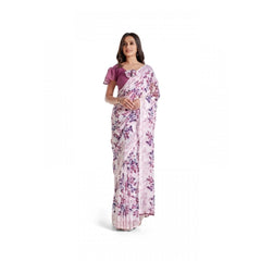 Mayawye Women's Georgette Printed Saree With Unstitched Blouse 5.5Mtr (Pink)