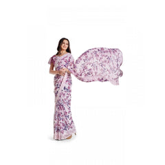 Mayawye Women's Georgette Printed Saree With Unstitched Blouse 5.5Mtr (Pink)