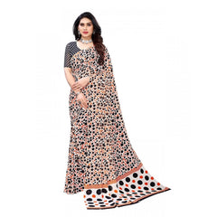 Mayawye Women's Georgette Printed Saree With Unstitched Blouse 5.5Mtr (Orange)