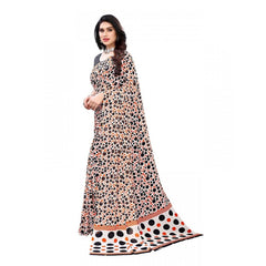 Mayawye Women's Georgette Printed Saree With Unstitched Blouse 5.5Mtr (Orange)