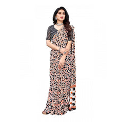 Mayawye Women's Georgette Printed Saree With Unstitched Blouse 5.5Mtr (Orange)