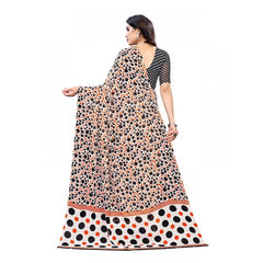 Mayawye Women's Georgette Printed Saree With Unstitched Blouse 5.5Mtr (Orange)