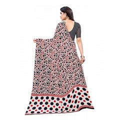 Mayawye Women's Georgette Printed Saree With Unstitched Blouse 5.5Mtr (Red)