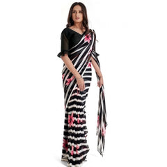 Mayawye Women's Georgette Printed Saree With Unstitched Blouse 5.5Mtr (Pink)