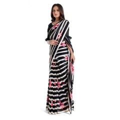 Mayawye Women's Georgette Printed Saree With Unstitched Blouse 5.5Mtr (Pink)