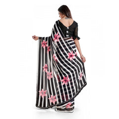 Mayawye Women's Georgette Printed Saree With Unstitched Blouse 5.5Mtr (Pink)