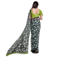 Mayawye Women's Georgette Printed Saree With Unstitched Blouse 5.5Mtr (Green)
