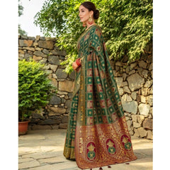 Mayawye Women's Silk Blend Woven Zari Work Saree With Unstitched Blouse 5.5Mtr (Green)