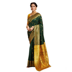 Mayawye Women's Silk Blend Zari Weaving Saree With Unstitched Blouse 5.5Mtr (Green (5))