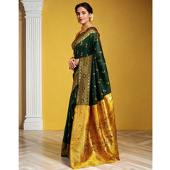 Mayawye Women's Silk Blend Zari Weaving Saree With Unstitched Blouse 5.5Mtr (Green (5))