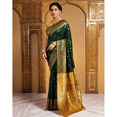 Mayawye Women's Silk Blend Zari Weaving Saree With Unstitched Blouse 5.5Mtr (Green (5))