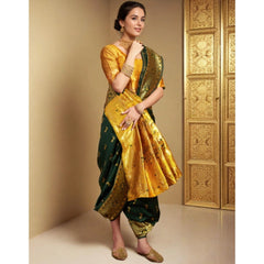 Mayawye Women's Silk Blend Zari Weaving Saree With Unstitched Blouse 5.5Mtr (Green (5))
