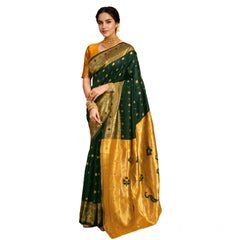 Mayawye Women's Silk Blend Zari Weaving Saree With Unstitched Blouse 5.5Mtr (Green)