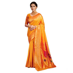 Mayawye Women's Silk Blend Zari Weaving Saree With Unstitched Blouse 5.5Mtr (Mustard)