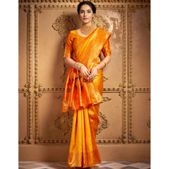 Mayawye Women's Silk Blend Zari Weaving Saree With Unstitched Blouse 5.5Mtr (Mustard)