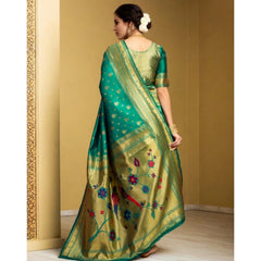 Mayawye Women's Silk Blend Zari Weaving Saree With Unstitched Blouse 5.5Mtr (Green)