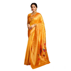 Mayawye Women's Silk Blend Zari Weaving Saree With Unstitched Blouse 5.5Mtr (Mustard)