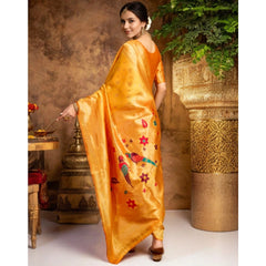 Mayawye Women's Silk Blend Zari Weaving Saree With Unstitched Blouse 5.5Mtr (Mustard)