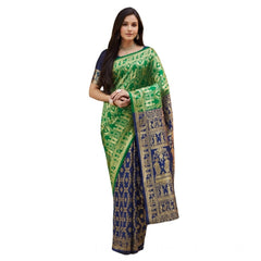 Mayawye Women's Silk Blend Zari Weaving Saree With Unstitched Blouse 5.5Mtr (Green)