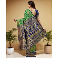 Mayawye Women's Silk Blend Zari Weaving Saree With Unstitched Blouse 5.5Mtr (Green)