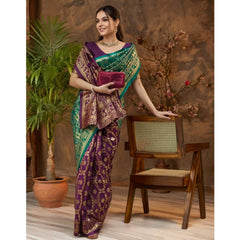 Mayawye Women's Silk Blend Zari Weaving Saree With Unstitched Blouse 5.5Mtr (Light Green)