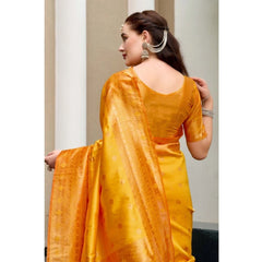 Mayawye Women's Silk Blend Zari Woven Saree With Unstitched Blouse 5.5Mtr (Mustard)