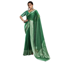 Mayawye Women's Georgette Weaving Saree With Unstitched Blouse 5.5Mtr (Green)