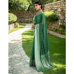 Mayawye Women's Georgette Weaving Saree With Unstitched Blouse 5.5Mtr (Green)