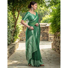 Mayawye Women's Georgette Weaving Saree With Unstitched Blouse 5.5Mtr (Green)