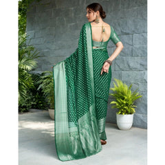 Mayawye Women's Georgette Weaving Saree With Unstitched Blouse 5.5Mtr (Green)