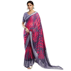 Mayawye Women's Georgette Weaving Saree With Unstitched Blouse 5.5Mtr (Pink)