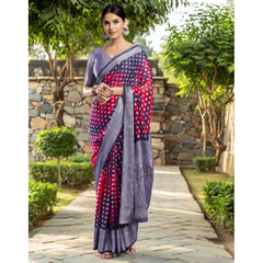 Mayawye Women's Georgette Weaving Saree With Unstitched Blouse 5.5Mtr (Pink)