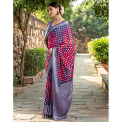 Mayawye Women's Georgette Weaving Saree With Unstitched Blouse 5.5Mtr (Pink)