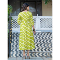 Mayawye Women's Rayon Print With Embroidery Work A-Line Kurti (Parrot)