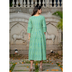 Mayawye Women's Rayon Print With Embroidery Work A-Line Kurti (Rama)