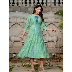 Mayawye Women's Rayon Print With Embroidery Work A-Line Kurti (Rama)