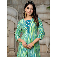 Mayawye Women's Rayon Print With Embroidery Work A-Line Kurti (Rama)