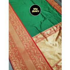 Mayawye Women's Soft Litchi Silk Jacquard Work Saree With Unstitched Blouse 5.5Mtr (Green)